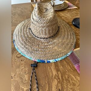 Peter Grimm Brown Straw Hat with Black Trim Toucan